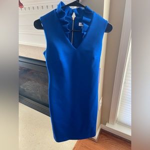 Royal blue ruffled collar dress